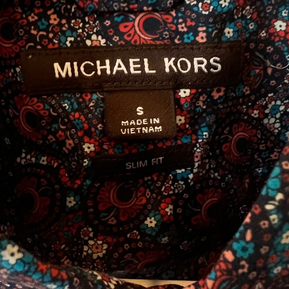 Michael Kors MK Men’s Slim Fit Short Sleeve Collared Button Down Dress Shirt Sm - Picture 4 of 4